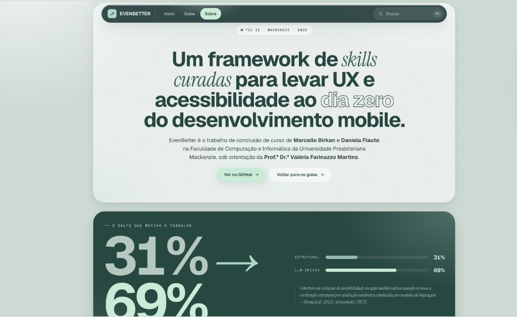 Sobre o EvenBetter: enquadramento de pesquisa e a lacuna de 31% para 69% que motiva o trabalho